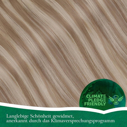 Aschblond Pferdeschwanz Echthaar Extension 50cm mit Platinum Highlights