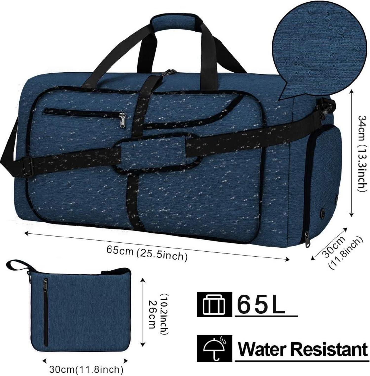 Reisetasche Groß Faltbar Leicht mit Schuhfach Schwarz