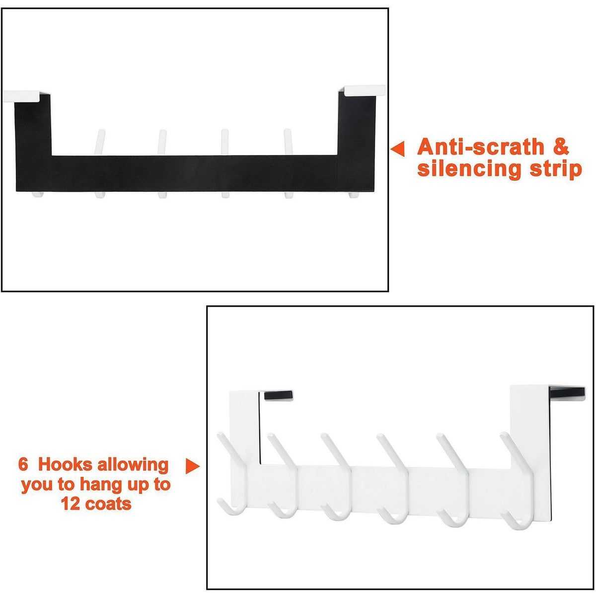 Türgarderobe zum Einhängen mit 6 Haken, Edelstahl
