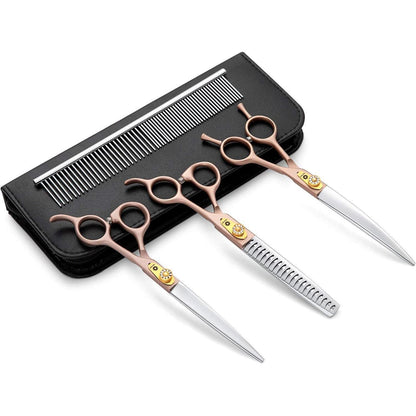 Professionelles Hunde-Fellschere Set 7 Zoll – 3-in-1 Tierpflege