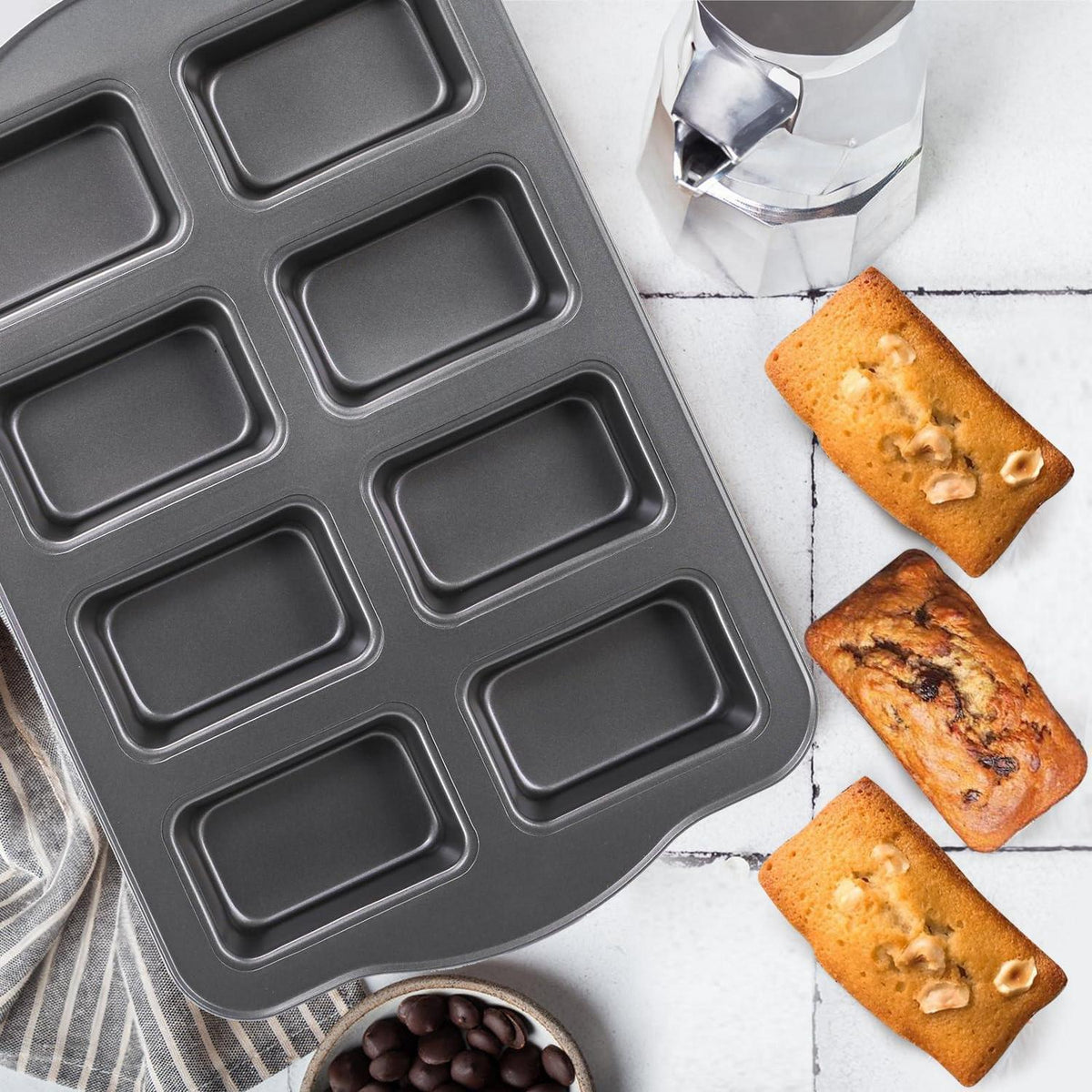 Mini Kastenform 2er-Set | 8 Kuchen | Antihaft Backform 36x24cm