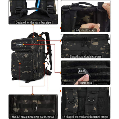 Taktischer Rucksack 40L wasserdicht mit vielen Fächern Schwarz