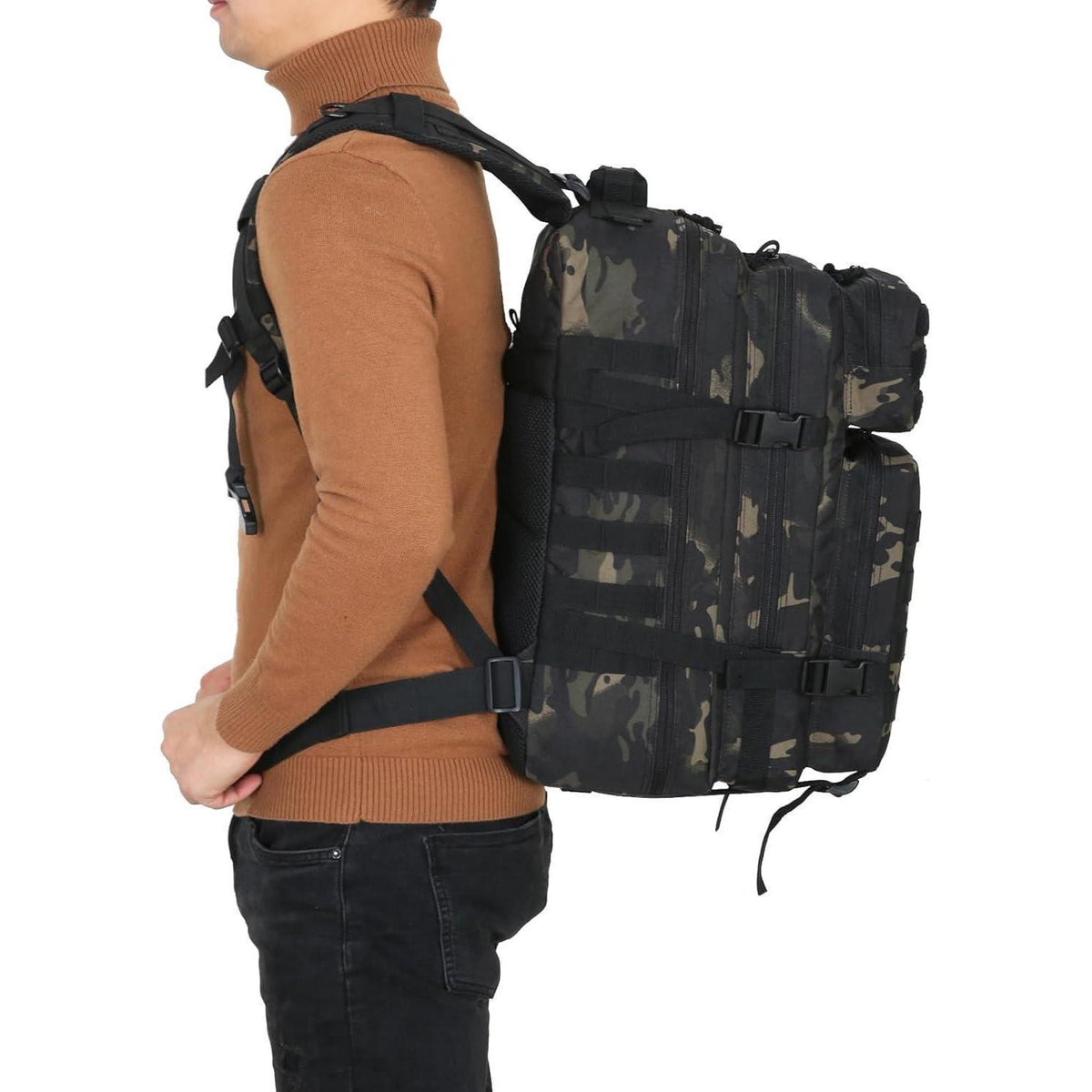 Taktischer Rucksack 40L wasserdicht mit vielen Fächern Schwarz
