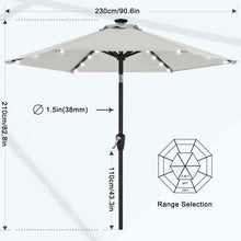 Sonnenschirm 230 cm mit Solar-LED Licht Hellgrau