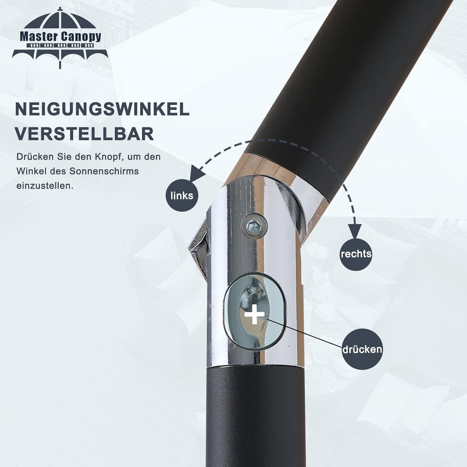 Großer Sonnenschirm 270 cm mit 32 Solar-LED Lichtern, Blau