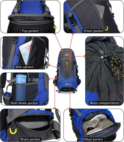 70L Trekkingrucksack Campingrucksack Wasserdicht Mehrfachtaschen