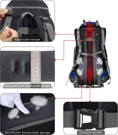 70L Trekkingrucksack Campingrucksack wasserfest kratzfest 10 Taschen 1,2 KG