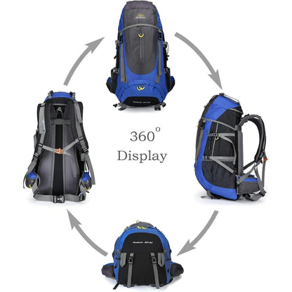 70L Trekkingrucksack Blau XL Damen Herren Wasserdicht