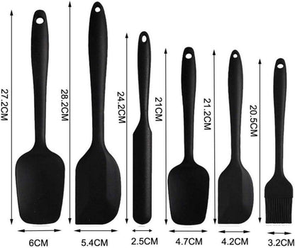 BINHAI Silikon Spatel Set Schwarz 6-teilig hitzebeständig für Kochen Backen Mischen