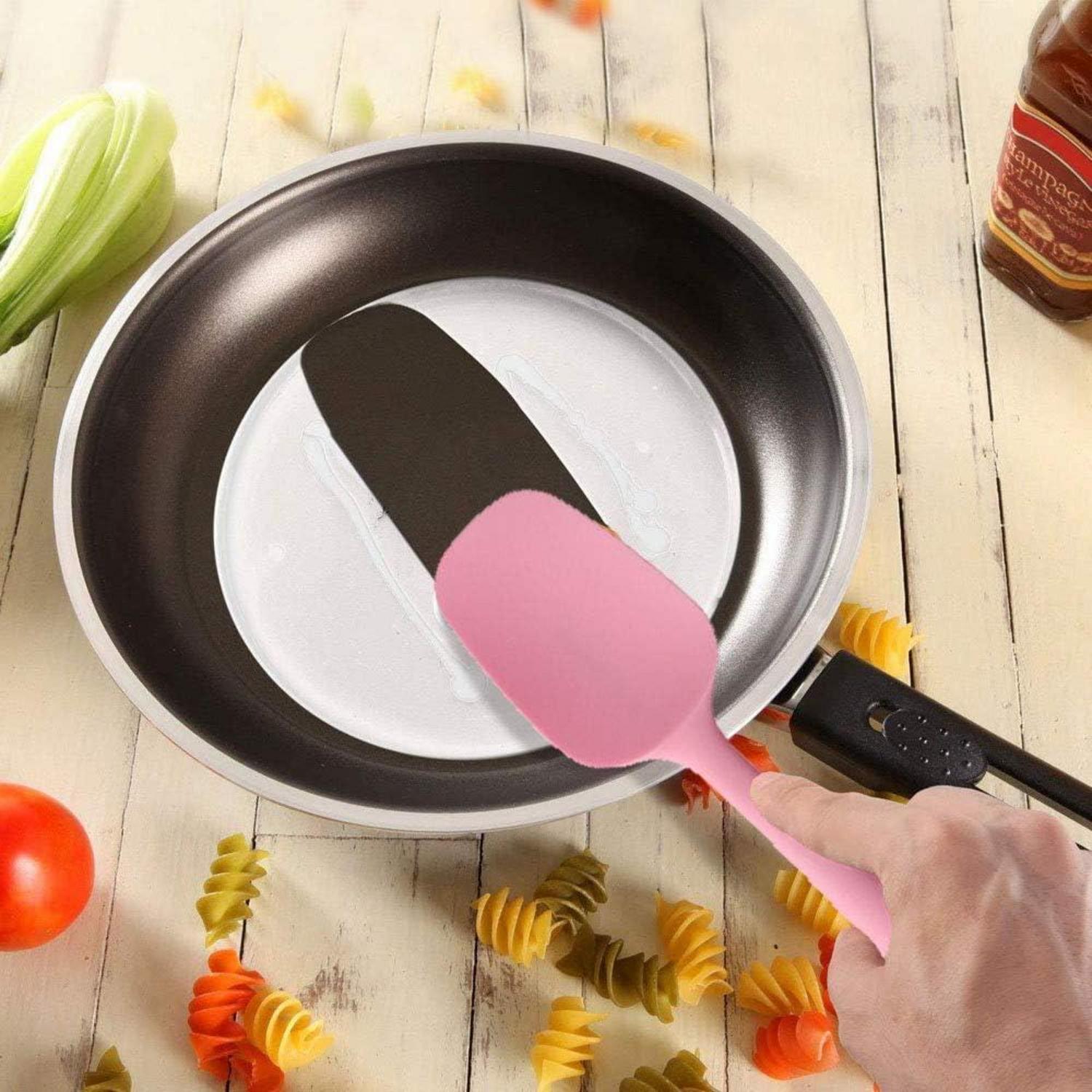 Silikon Spatel Set Rosa 6-teilig Antihaft Edelstahlkern Hitzebeständig