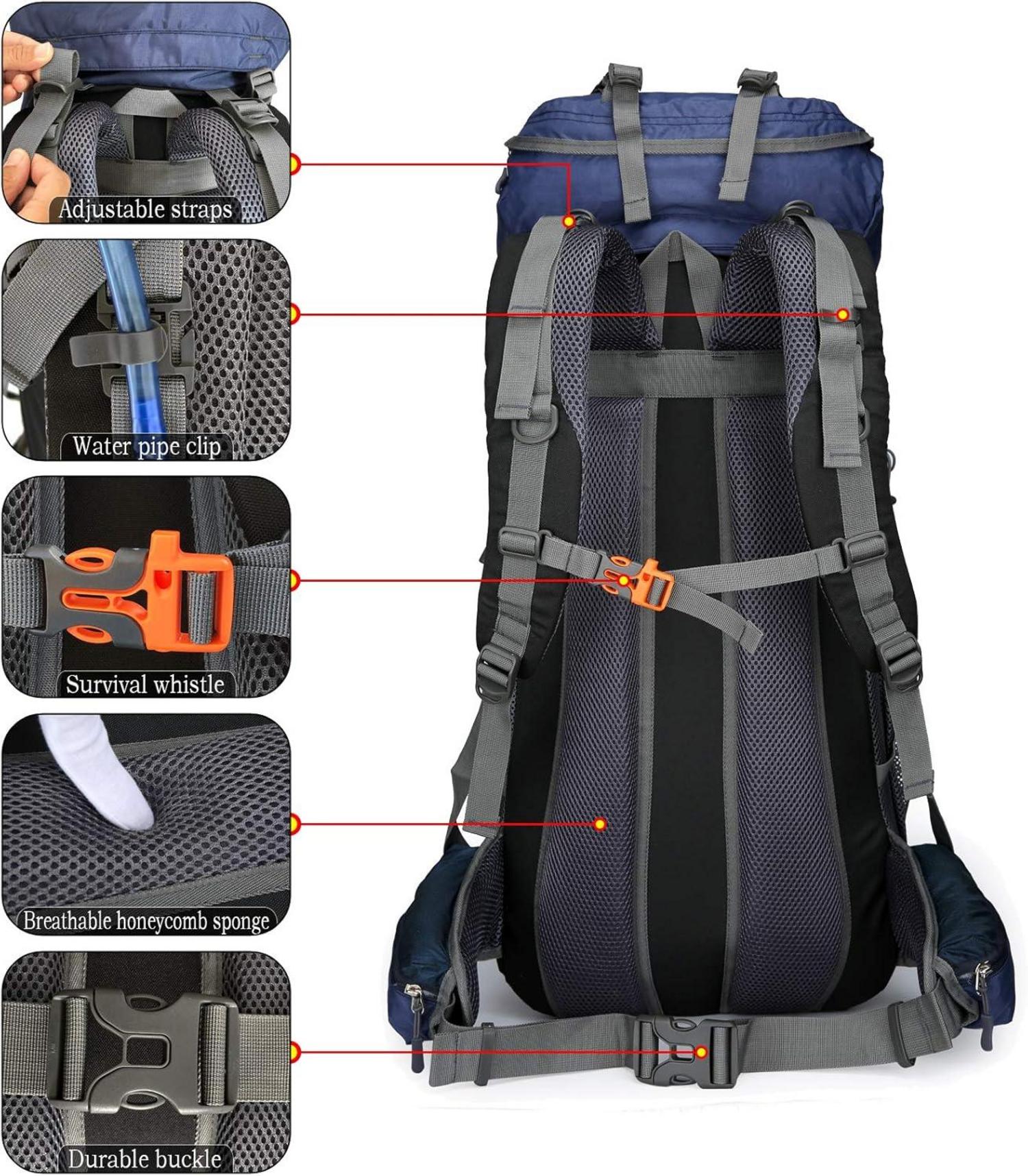 70L Campingrucksack Trekking Wanderrucksack mit Regenschutz