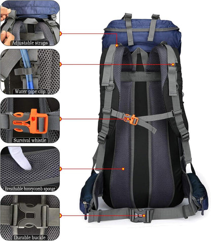70L Campingrucksack Trekking Wanderrucksack mit Regenschutz