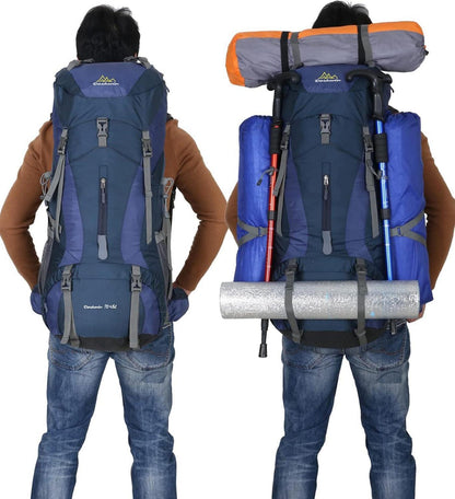 70L Trekkingrucksack Camping Wanderrucksack Reiserucksack, Dunkelblau