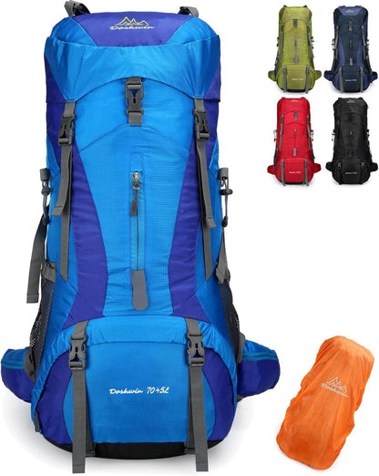 70L Outdoor Rucksack mit Regenschutz Blau