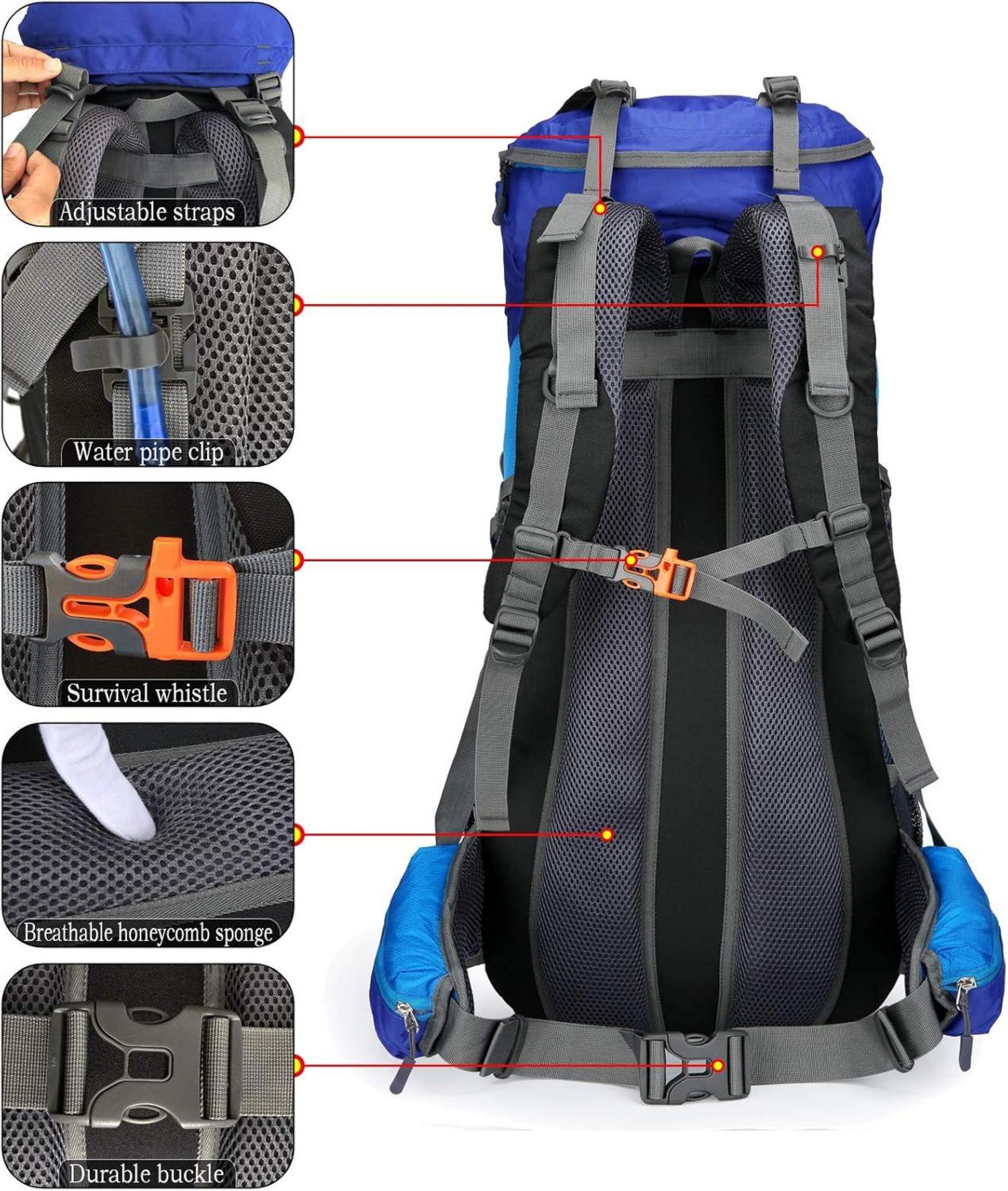 70L Outdoor Rucksack mit Regenschutz Blau