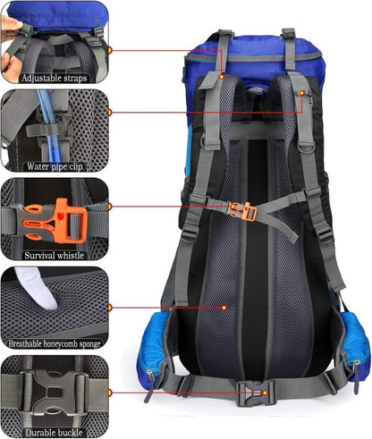 70L Outdoor Rucksack mit Regenschutz Blau