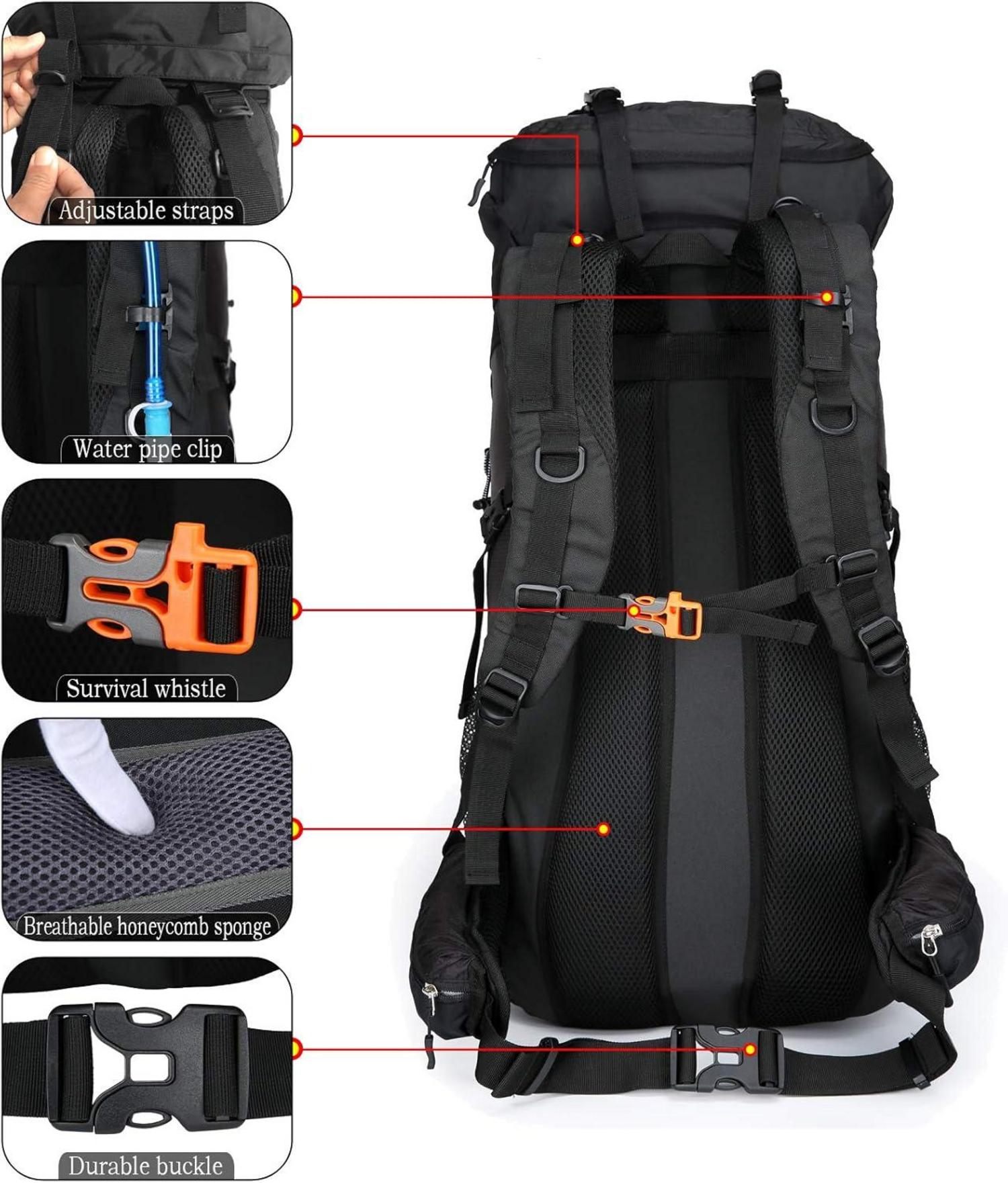 Großer 70L Campingrucksack für Trekking und Wandern