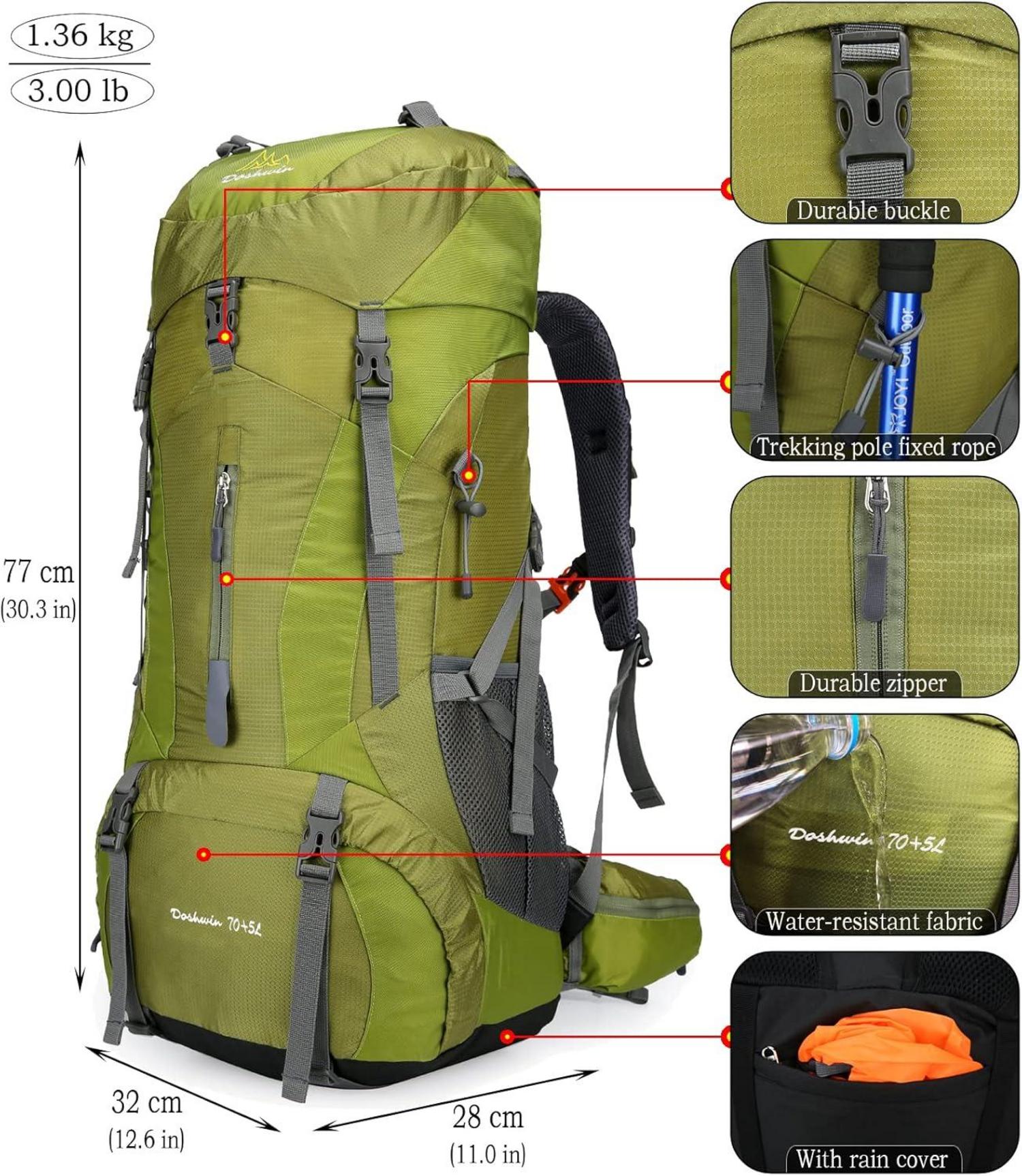 70L Campingrucksack Trekkingrucksack Wasserdicht