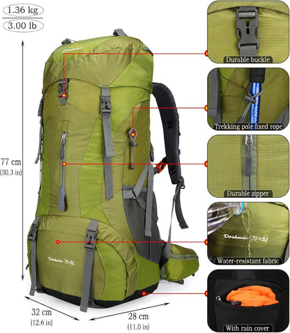 70L Campingrucksack Trekkingrucksack Wasserdicht