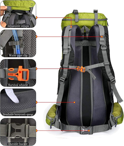 Leichter 70L Mehrzweck Rucksack für Camping, Wandern, Trekking - Grün