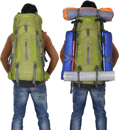 70L Outdoor Rucksack für Camping Trekking Wandern Reisen in Grün