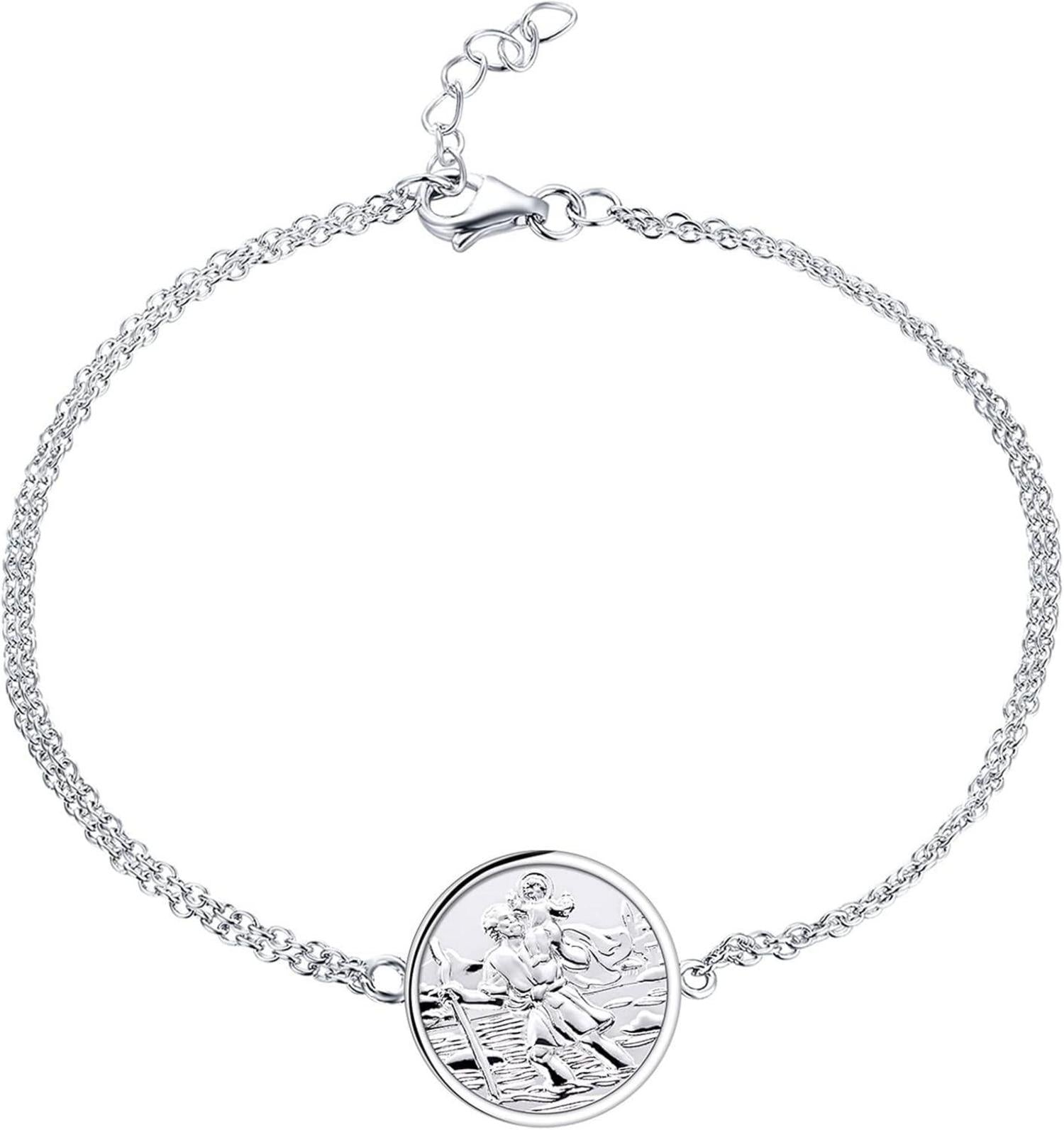 Heiliger Christophorus 925 Sterling Silber Armband Antik Religiöser