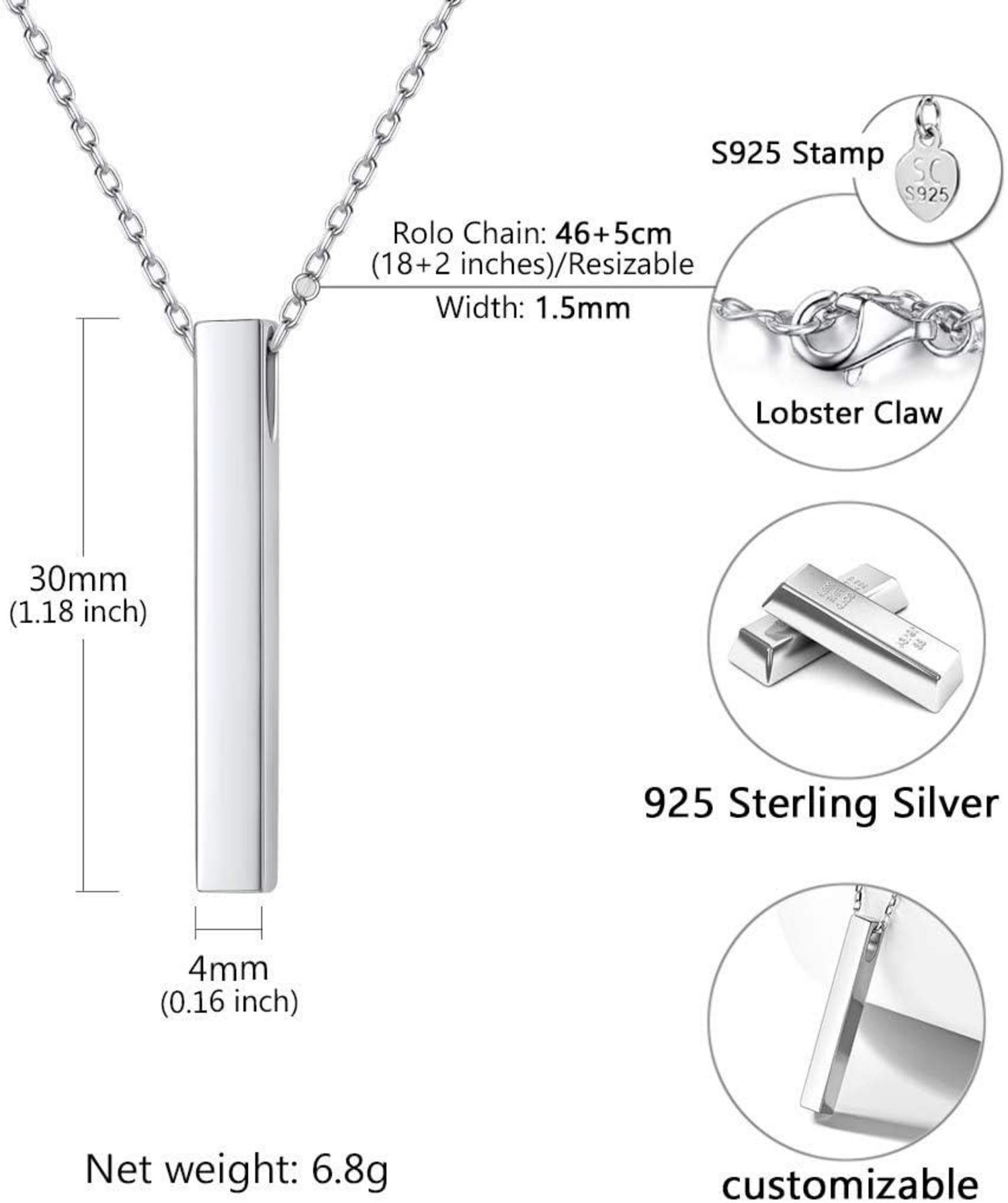 U7 personalisiert Quader Stab Collier Damen Mädchen Edelstahl 18k vergoldet Fancy Stein Halskette