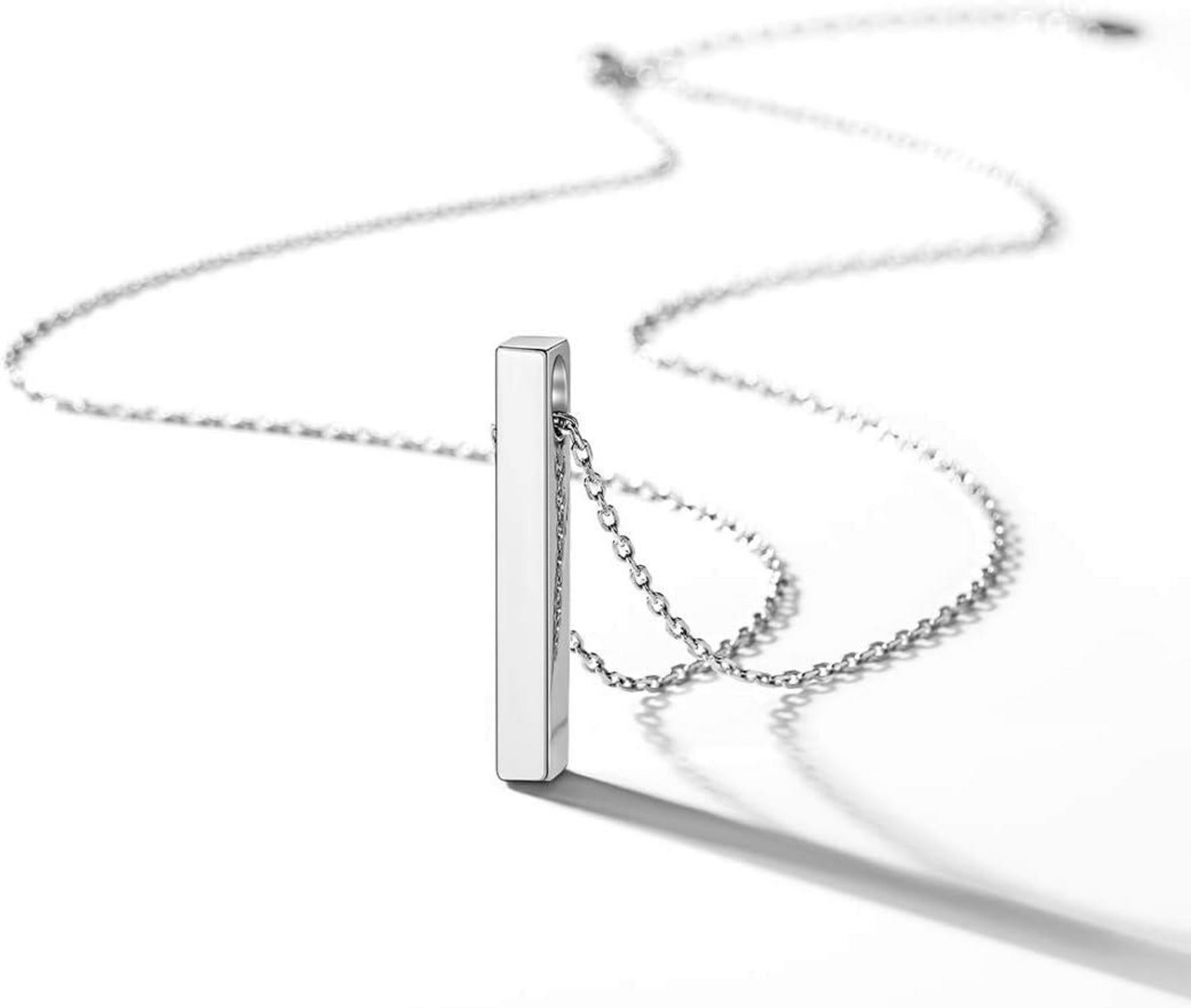 Personalisiertes Quader Stab Collier Edelstahl vergoldet mit Stein