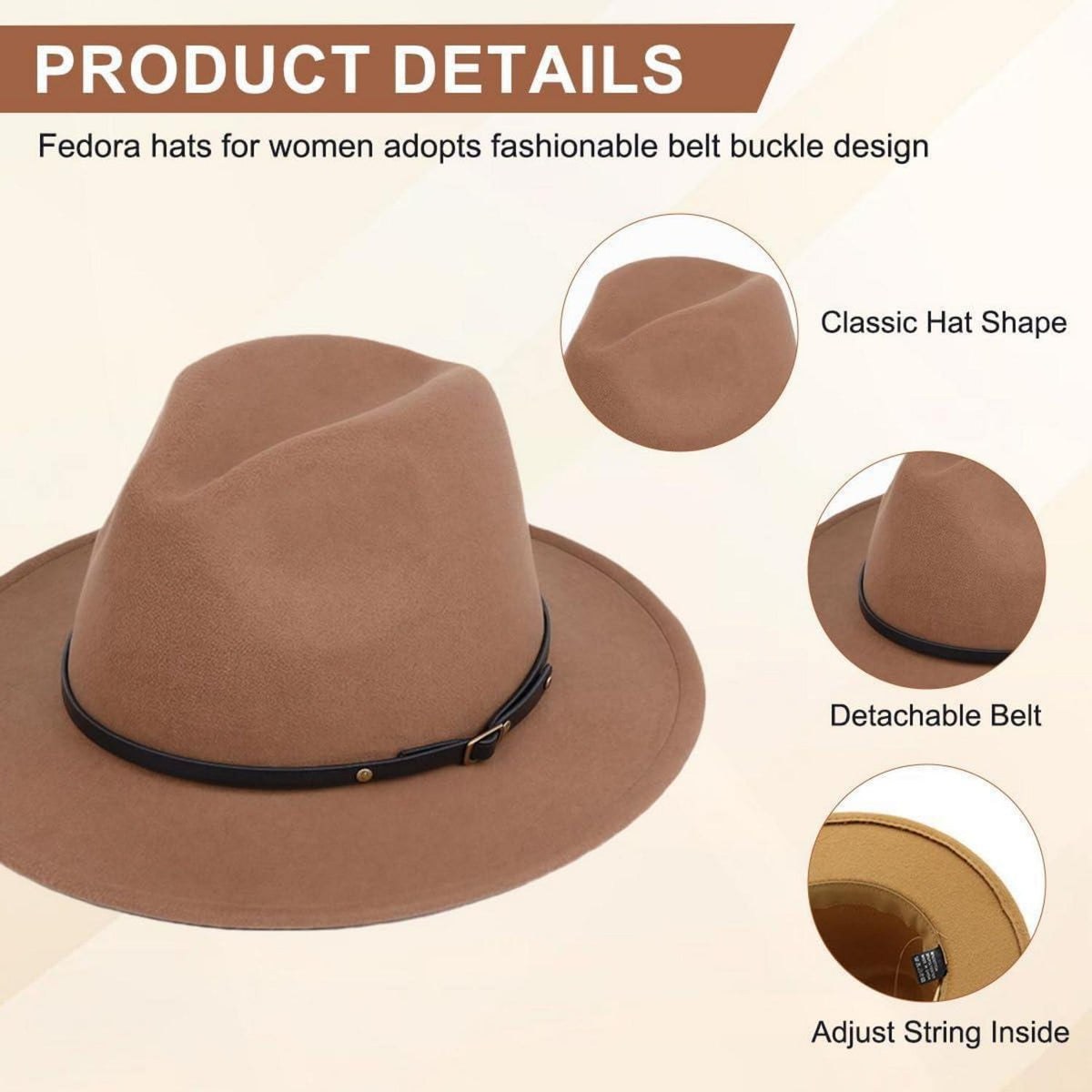 Klassischer Fedora Hut aus Wollmischung mit Gürtelschnalle