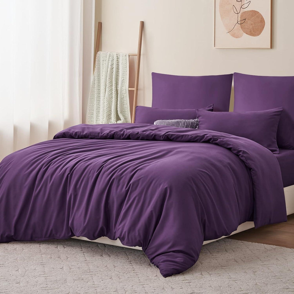 Bettwäsche 220x240 Lila 3teilig Mikrofaser Reißverschluss