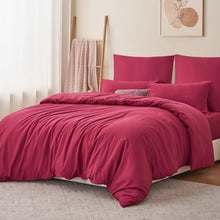 RUIKASI Bettwäsche 200x220 3tlg Rot Mikrofaser mit