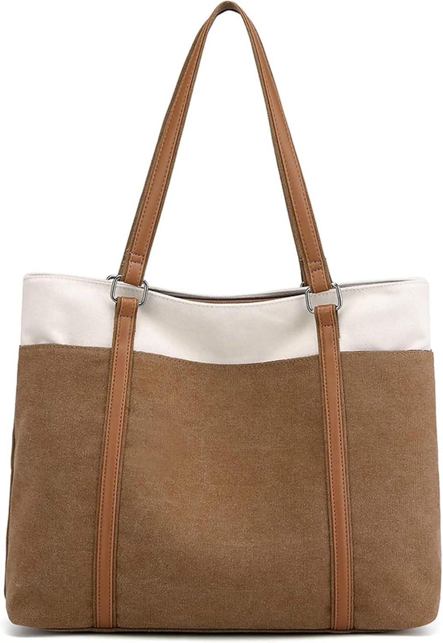 Damen Canvas Schultertasche Casual Groß Shopper Elegant für Büro