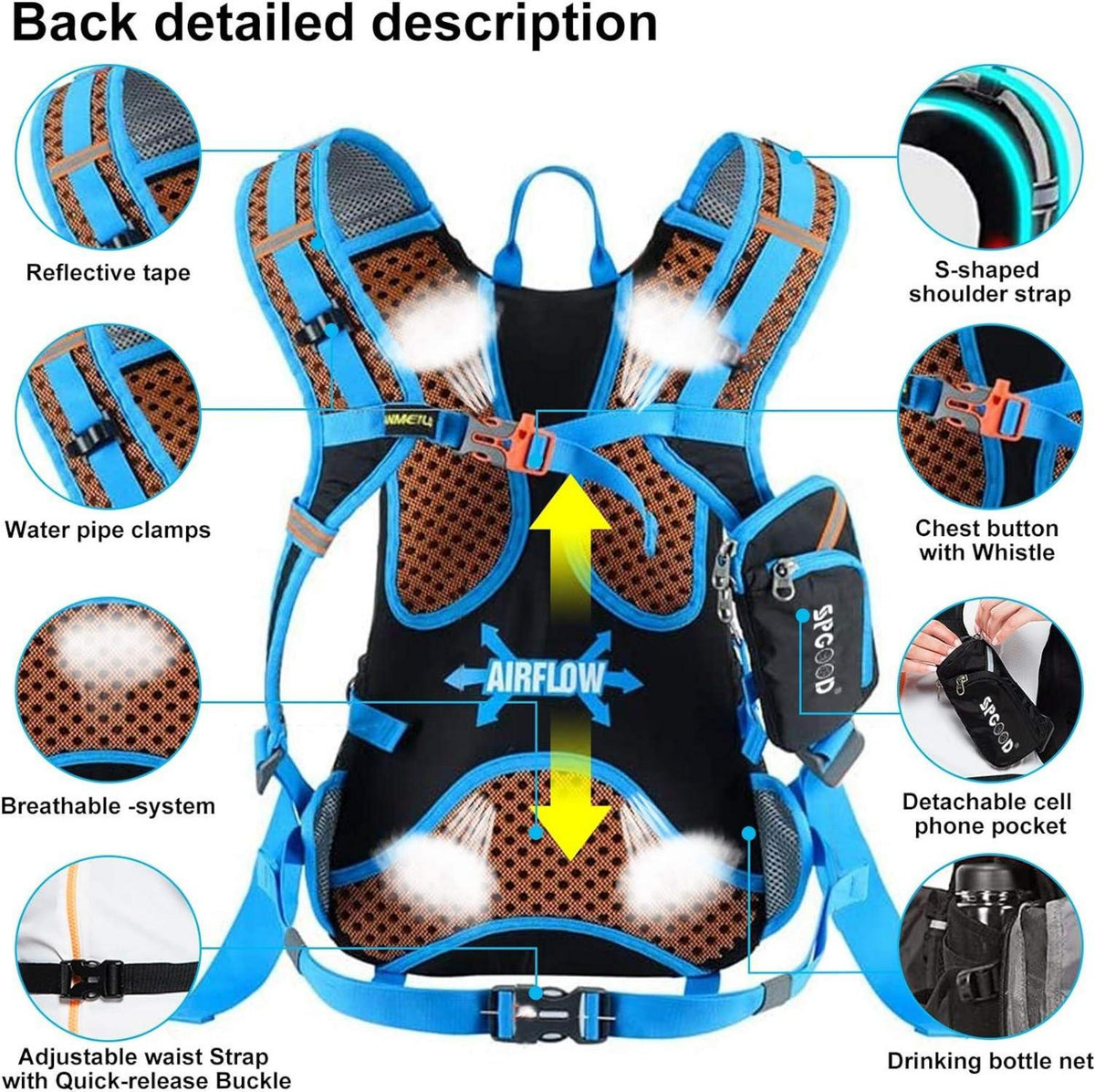 Fahrradrucksack 30L Wasserdicht Multifunktional mit Regenschutzkappe