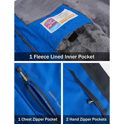 Herren Winterjacke Warm Gefüttert Wasserdicht Skijacke Blau L