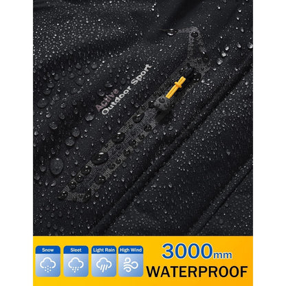 Herren Winterjacke Warm Gefüttert Wasserdicht Skijacke Schwarz S