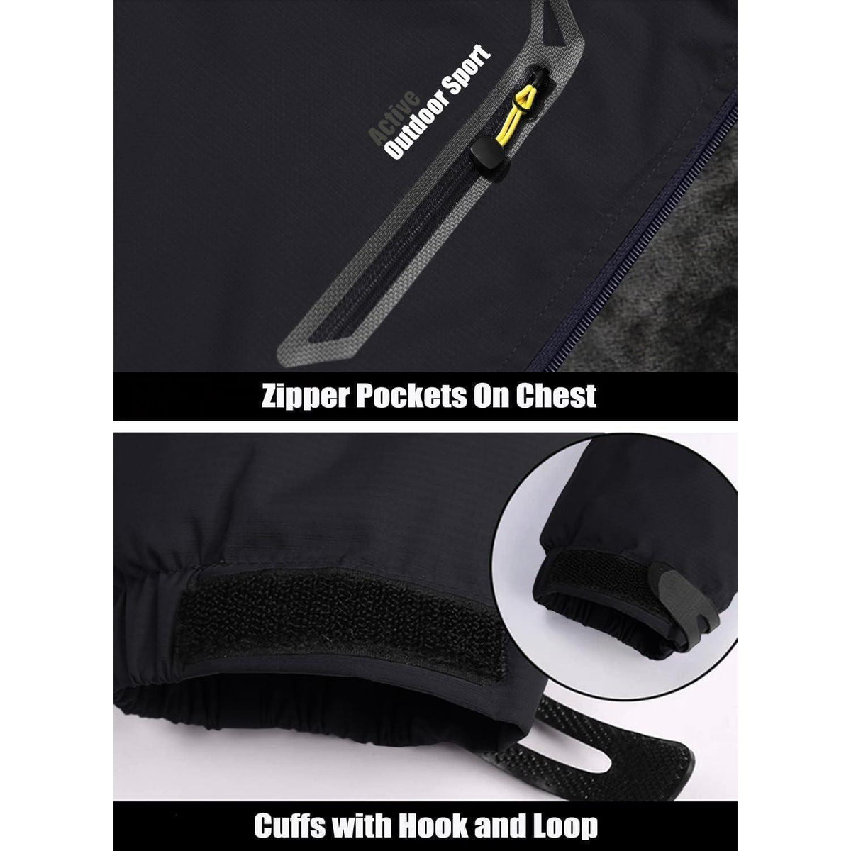 Herren Winterjacke Warm Gefüttert Wasserdicht Skijacke Schwarz S