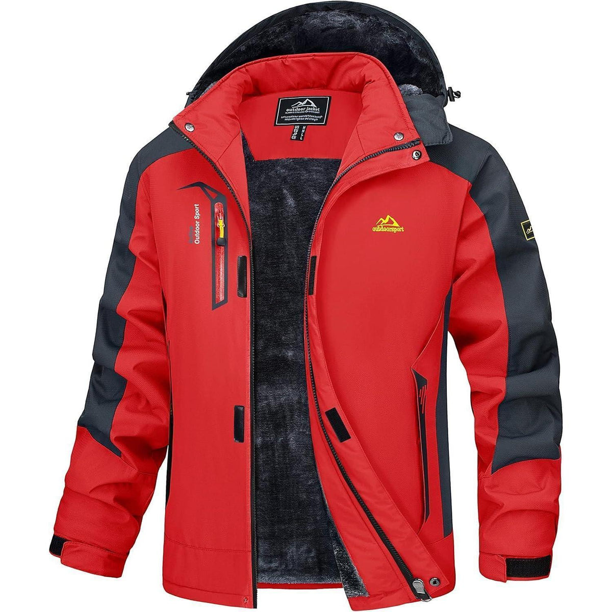Herren Winterjacke Warm Gefüttert Wasserdicht Skijacke Rot