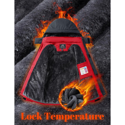 Herren Winterjacke Warm Gefüttert Wasserdicht Skijacke Rot