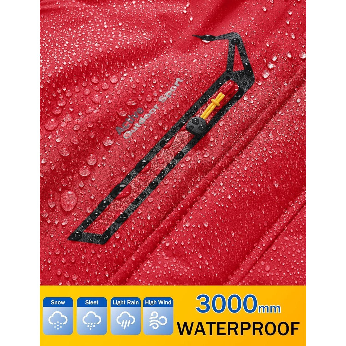 Herren Winterjacke Warm Gefüttert Wasserdicht Skijacke Rot