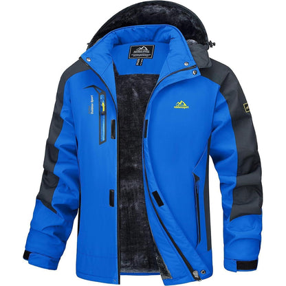 Herren Winterjacke Warm Gefüttert Wasserdicht Skijacke Blau XL