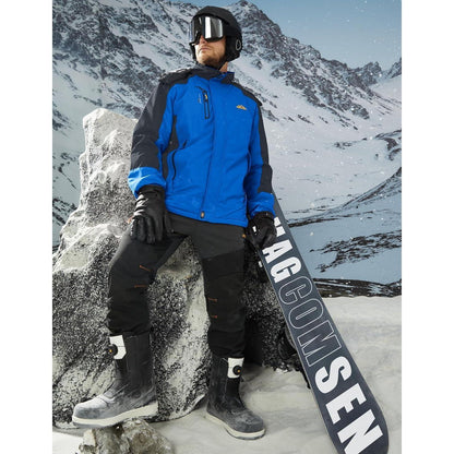 Herren Winterjacke Warm Gefüttert Wasserdicht Skijacke Blau XL