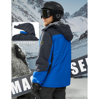 Herren Winterjacke Warm Gefüttert Wasserdicht Skijacke Blau XL