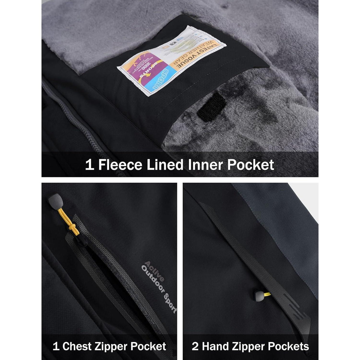 Herren Winterjacke Warm Gefüttert Wasserdicht Skijacke XXL