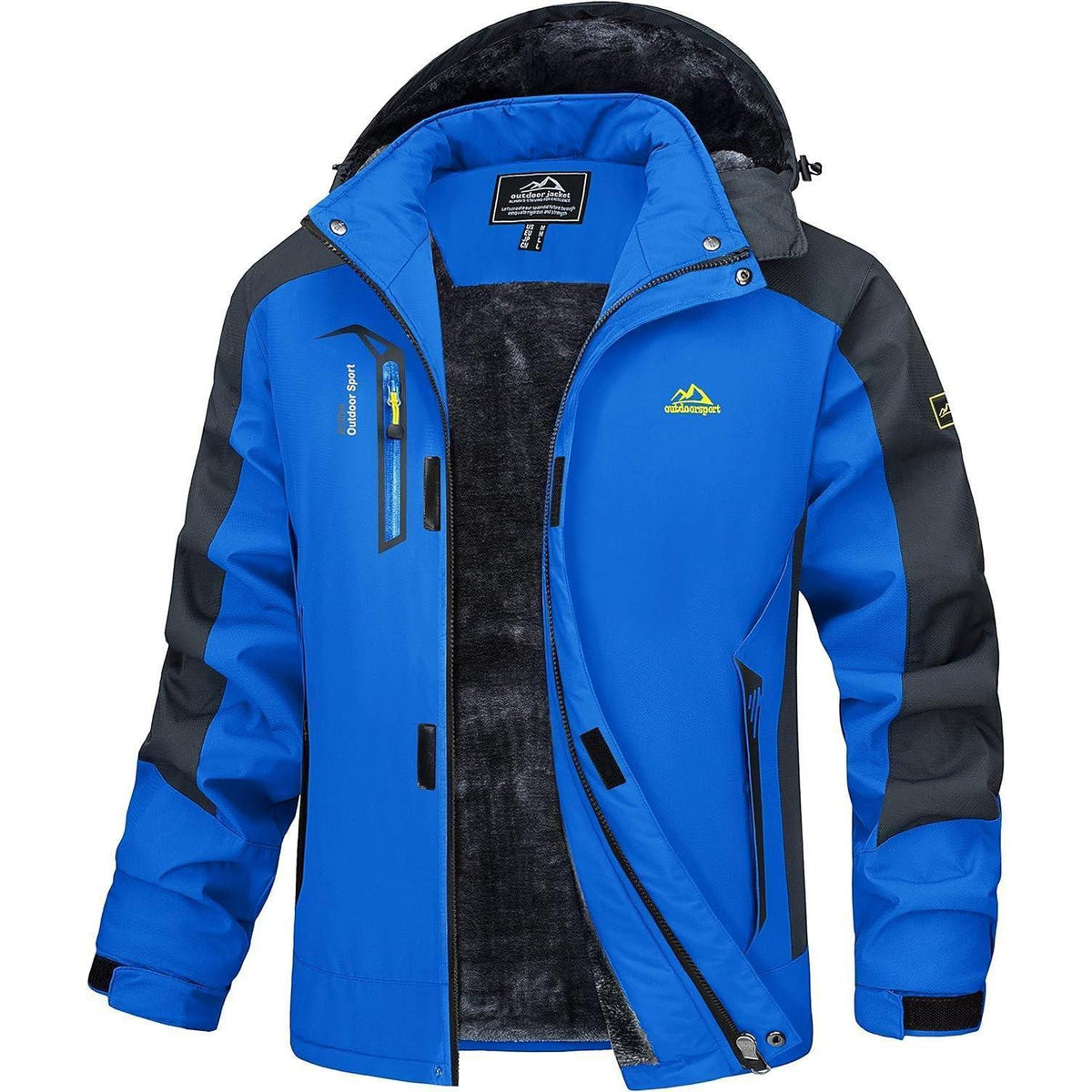 Warme Herren Winterjacke mit abnehmbarer Kapuze Blau XXL