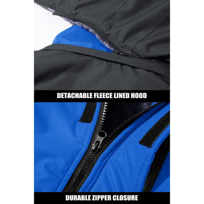 Warme Herren Winterjacke mit abnehmbarer Kapuze Blau XXL