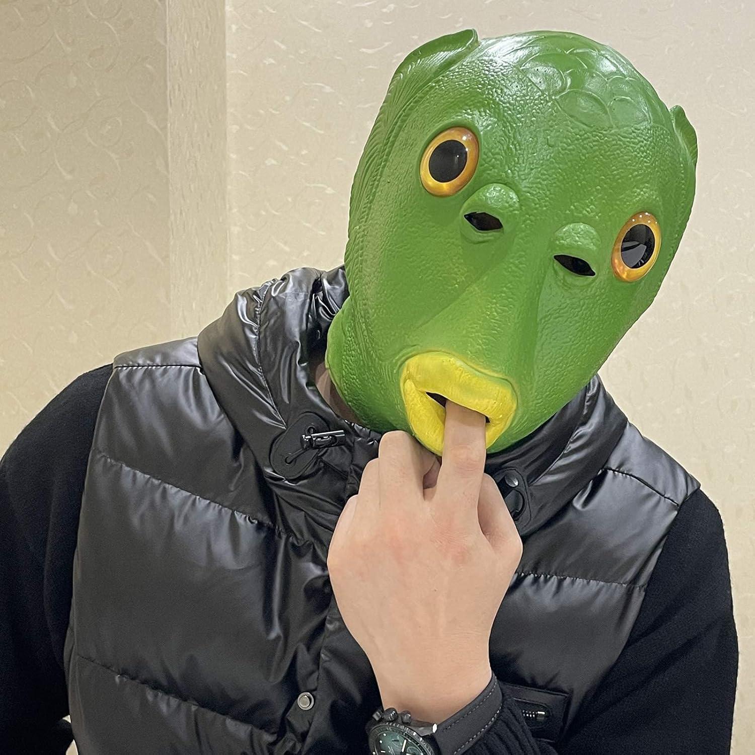 Halloween Tier Latex Party Maske Neuheit Grüner Fisch