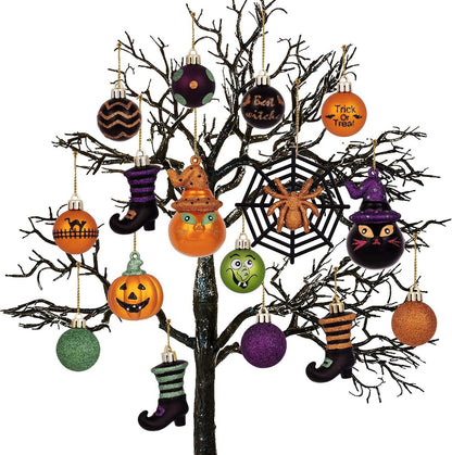 24-teiliges Halloween Kugel Ornament Set mit frechen Motiven