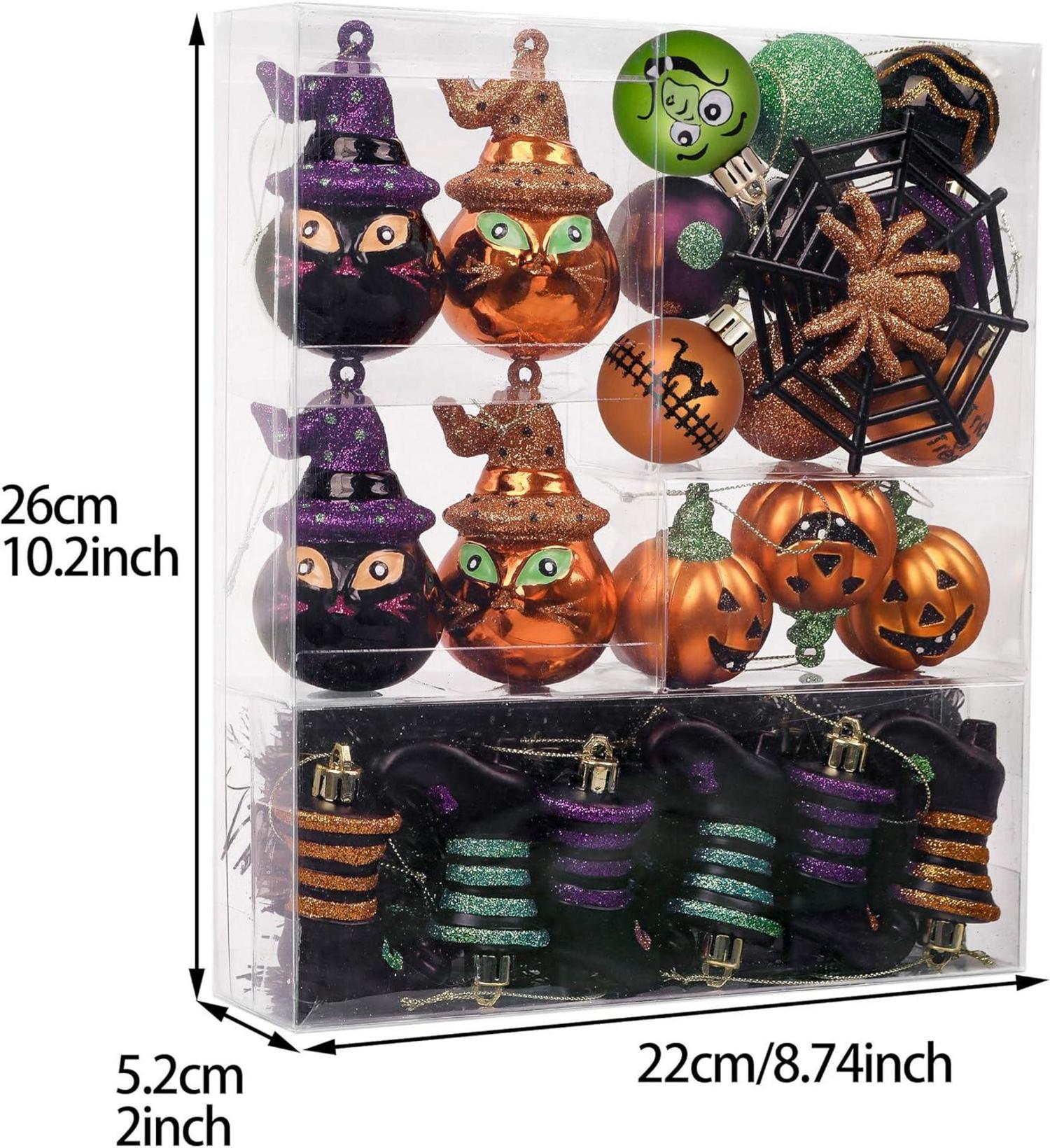 Valery Madelyn 24-teiliges Halloween Baumkugel Ornament Set - Freche Deko