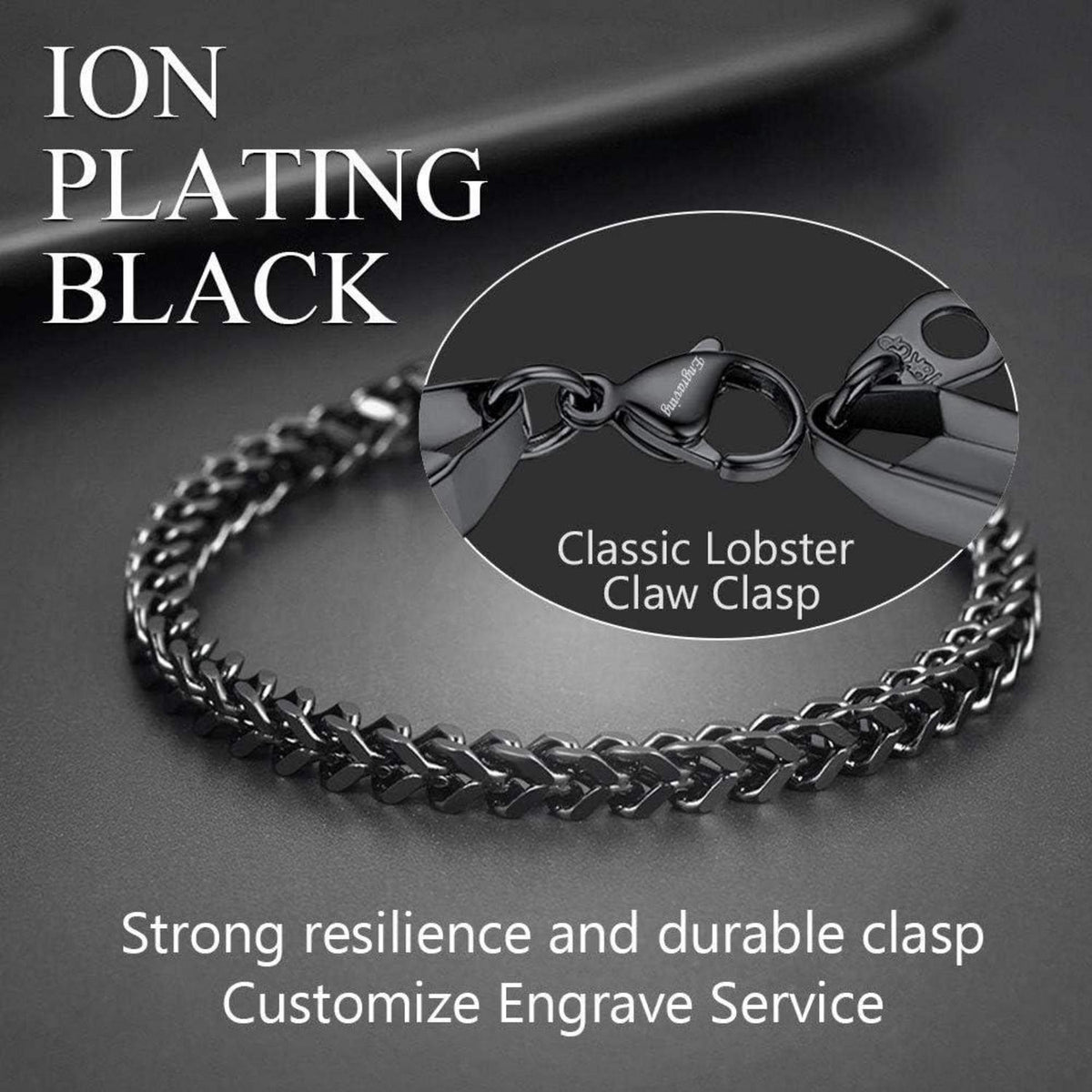 U7 Franco Link Panzerkette Edelstahl Gliederarmband 4,5mm 21cm