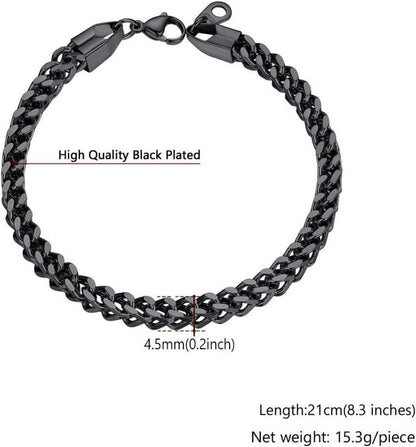U7 Franco Kette Armband Edelstahl Schwarz 21cm 4,5mm